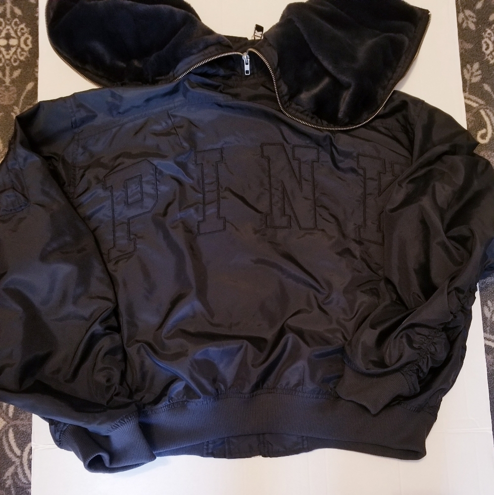 PINK VS BLACK JACKET HOODED FUR